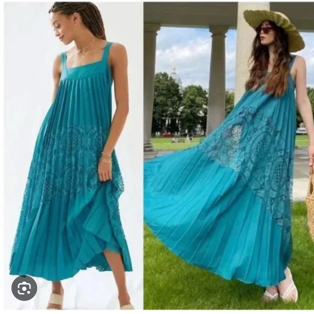 Anthropologie teal lace dress sz M